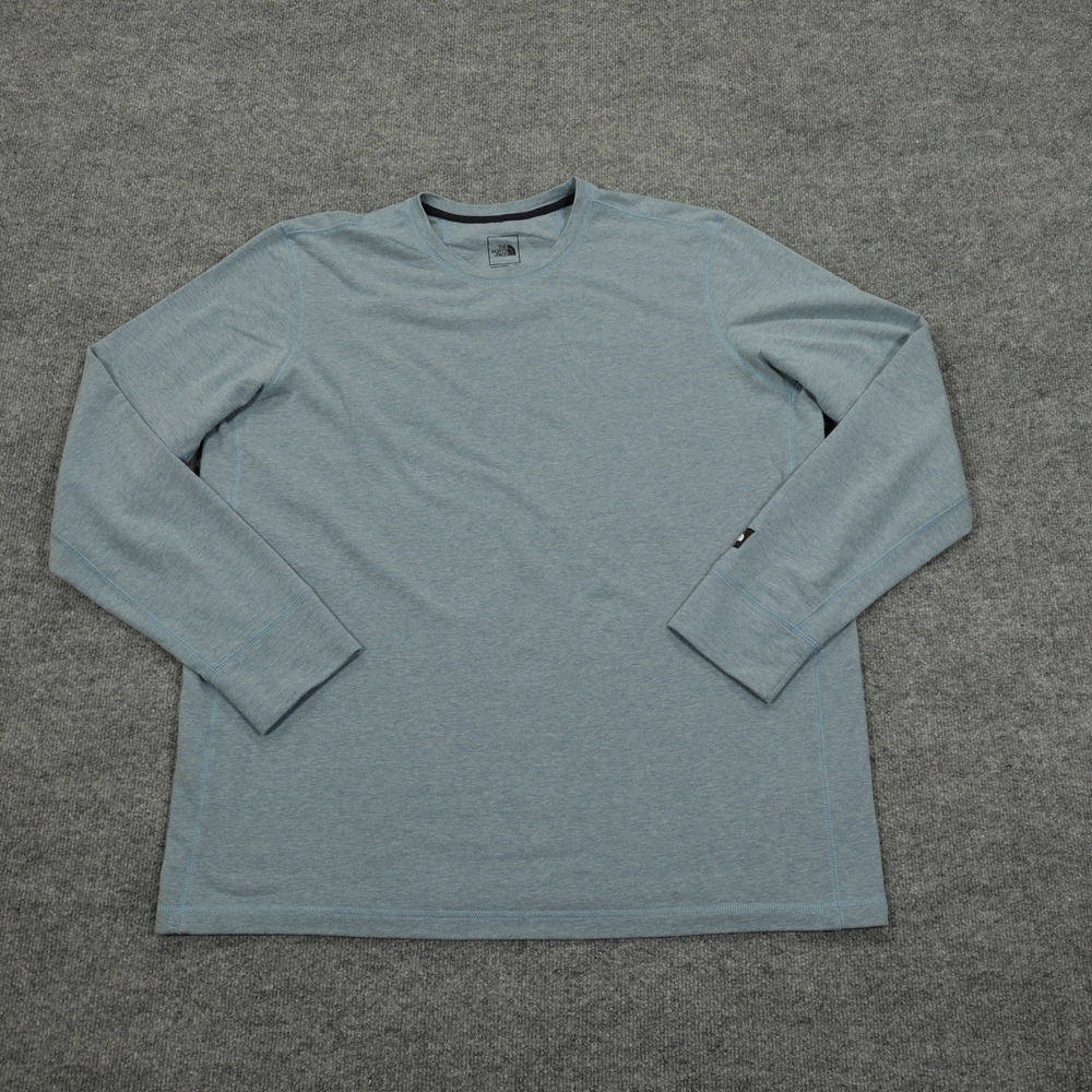 The North‎ Face Shirt Mens XXL Blue Long Sleeve Crew Neck Stretch A3MG5 Active